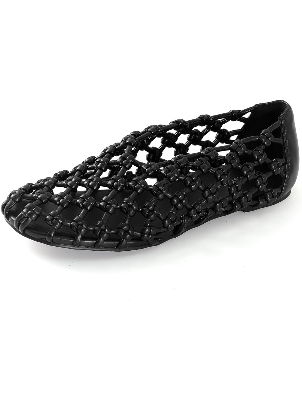 GraceStride Black Woven Leather Flat Shoe